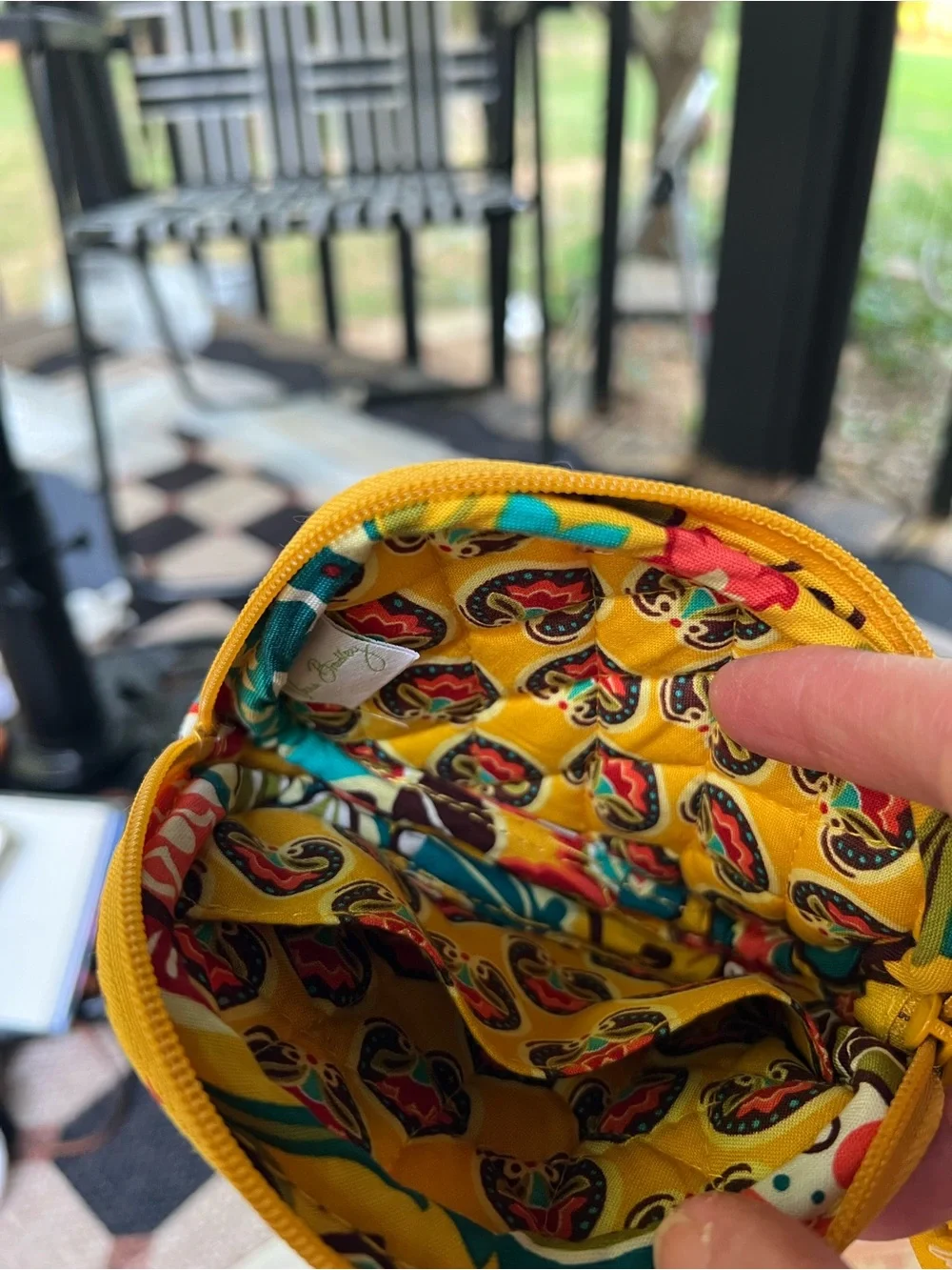 NWOT * Vera Bradley Quilted Yellow Paisley Coin Purse / ID Case Wallet